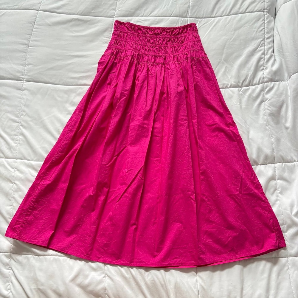On 34th Maxi Skirt Womens Small Pink Smocked Waist 100% Cotton Coquette Whimsy